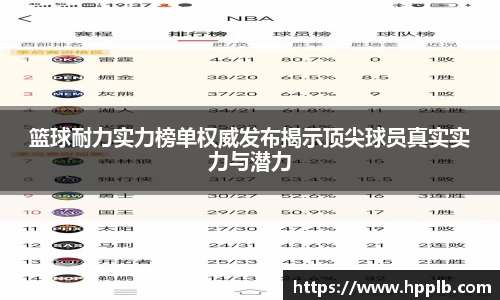 篮球耐力实力榜单权威发布揭示顶尖球员真实实力与潜力